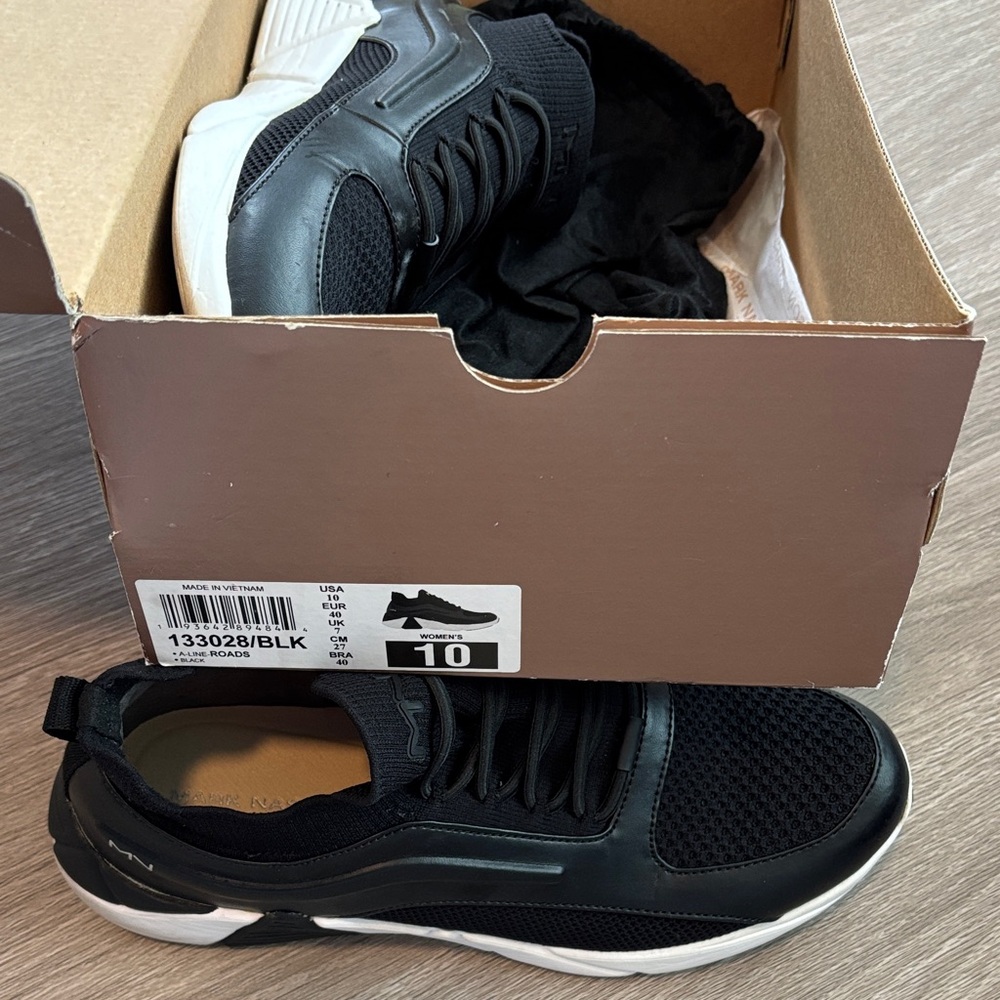 Mark Nason Black Mesh Sneakers with White Sole
